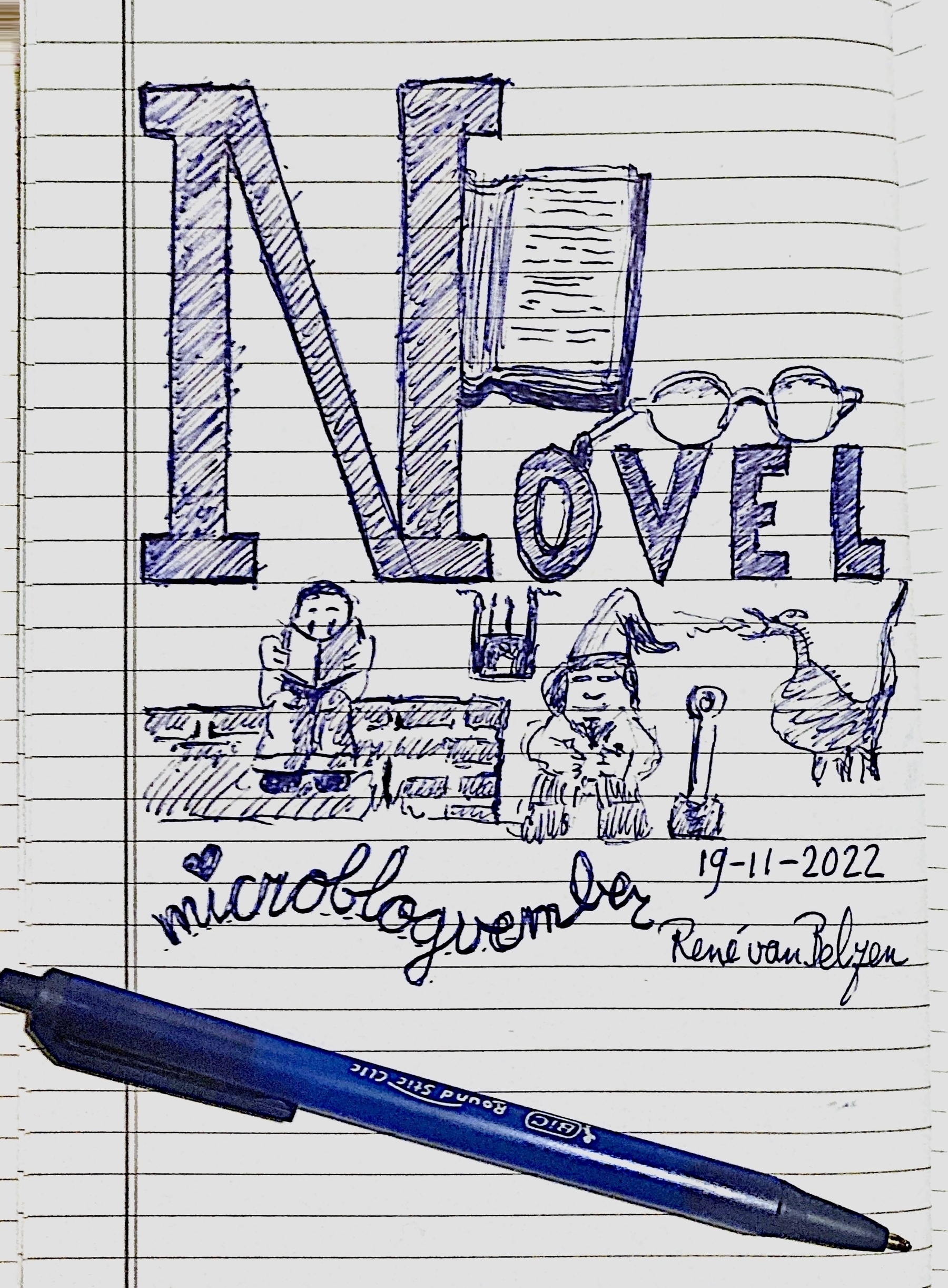 ballpoint sketch of the concept of novel