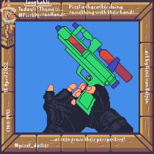 pixel art reloading a water pistol