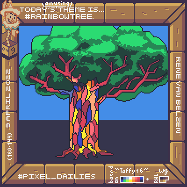 pixel art rainbow tree