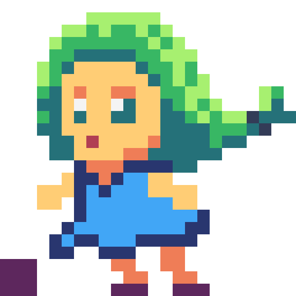 pixel art girl withstanding gail winds