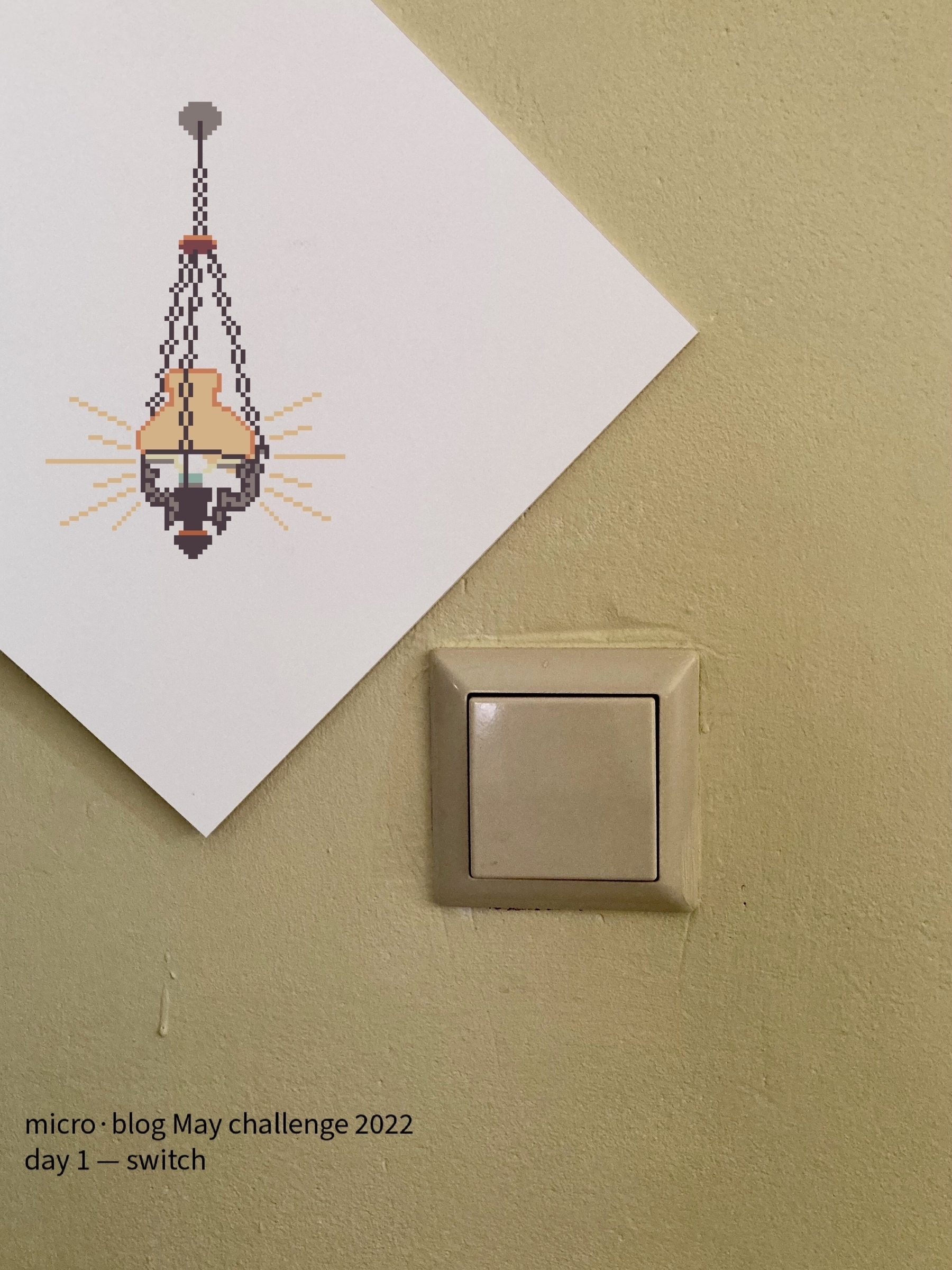 light switch with pixel art lamp