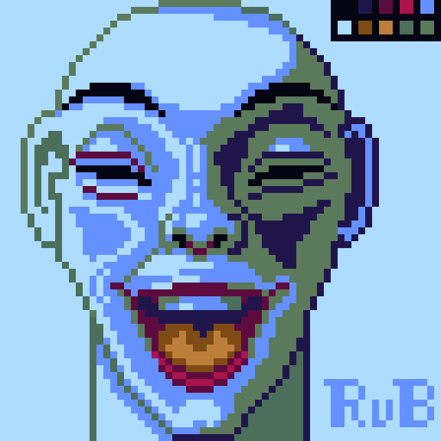 pixel art of laughing face